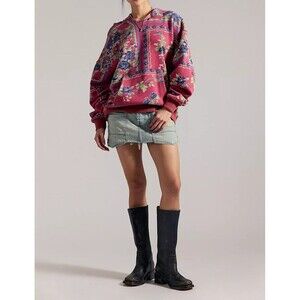 Free People We The Free It's A Vibe Print Hoodie Top Oversized Slouchy XL 286797
